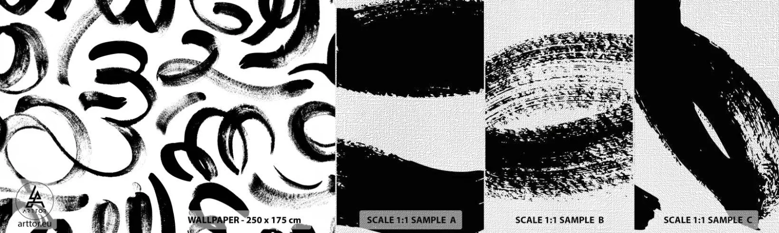 Échantillon de Papier Peint Premium Canvas - Noir sur blanc - Art moderne, La modernité, Motifs - 100x30 cm