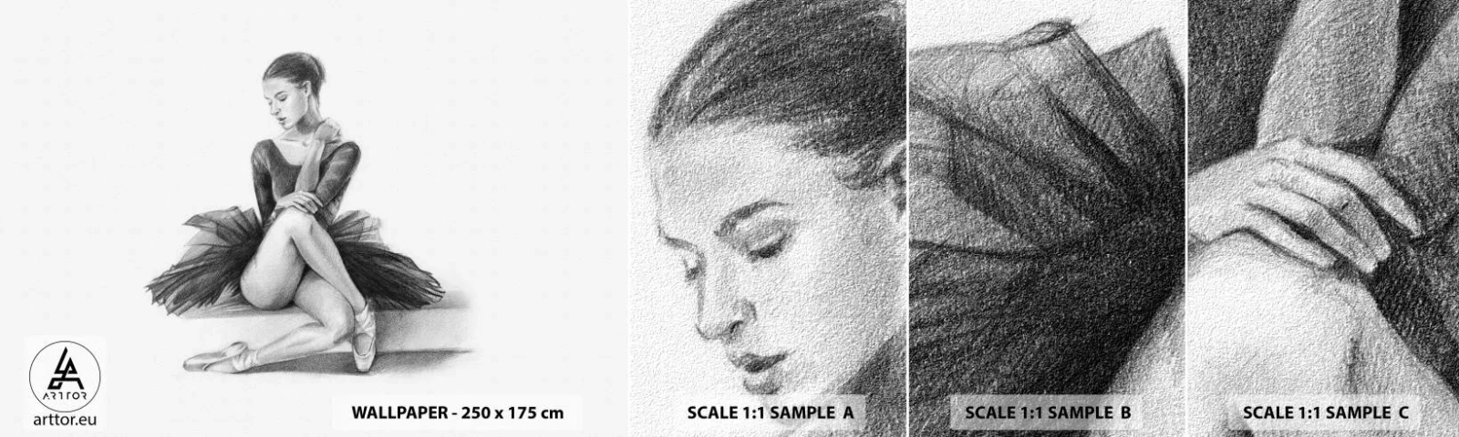 Échantillon de Papier Peint Autocollant Deluxe Sticker - Envoutée par la danse - Ballerine, Danse, Ballet - 100x30 cm