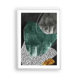 Affiche dans un cadre blanc - Poster - Abstraction colorée avec feuille d'or - 50x70 cm