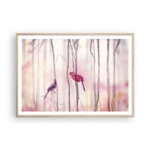 Affiche dans un chêne clair - Poster - Conte de la forêt rose - 100x70 cm