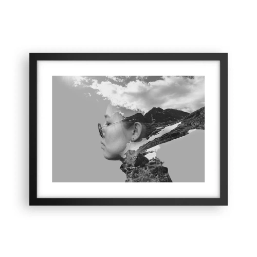 Affiche dans un cadre noir - Poster - Portrait de montagnes et nuages - 40x30 cm