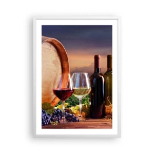 Affiche dans un cadre blanc - Poster - Ici la vie a du goût - 50x70 cm