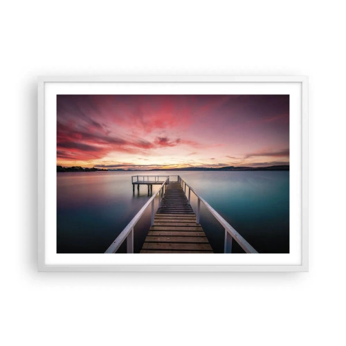 Affiche dans un cadre blanc - Poster - La douce flamme du soir - 70x50 cm