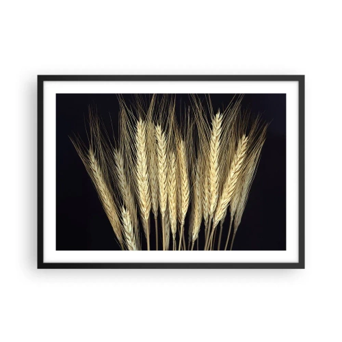 Affiche dans un cadre noir - Poster - Épis de blé sur fond noir dans un style rustique - 70x50cm - Magie rustique - Décoration murale moderne pour le salon et la chambre ARTTOR