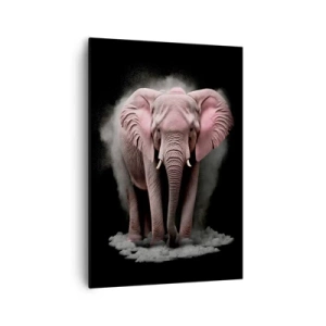 Impression sur toile - Image sur toile - Une interprétation artistique d'un éléphant rose sur fond noir - 70x100cm - Ne pensez pas à un éléphant rose ! - Décoration murale moderne pour le salon et la chambre ARTTOR