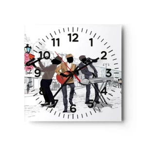 Horloge murale - Pendule murale - Musique de rue - 40x40 cm