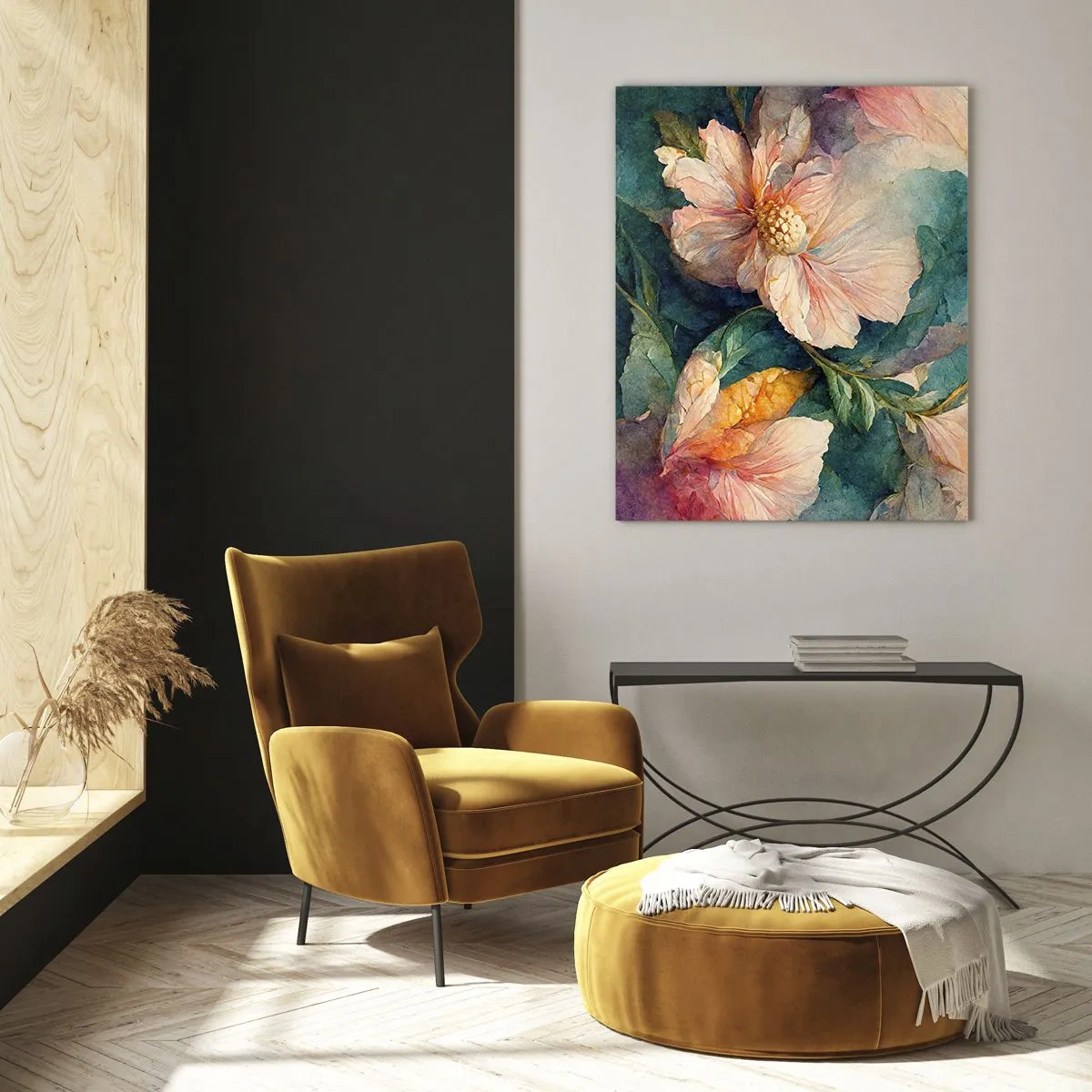 Impression sur verre - Image sur verre - Fleurs délicates aux tons pastel aquarelles - 50x70cm - Uniquement de la subtilité - Décoration murale moderne pour le salon et la chambre ARTTOR