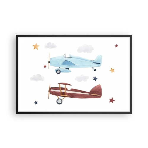 Affiche dans un cadre noir - Poster - Monsieur le pilote, nous vous attendons ! - 91x61 cm