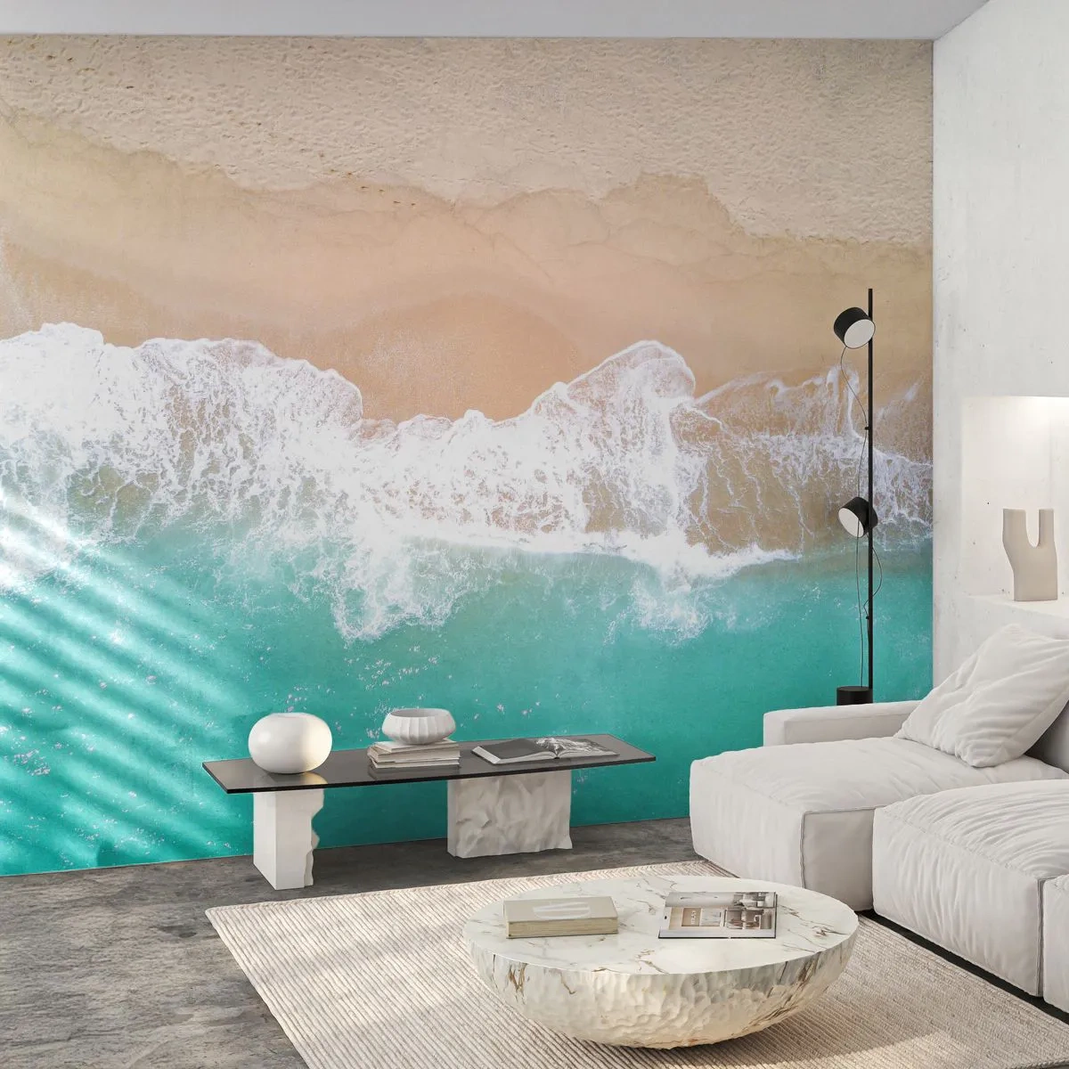 Papier Peint Photo Premium Canvas - Caresse de l'océan - Paysage, Vague de mer, Plage - 500x350 cm