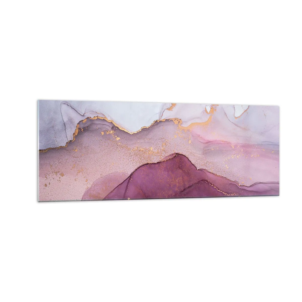 Impression sur verre - Image sur verre - Une composition abstraite dans des tons de violet et d'or. - 140x50cm - Vagues lilas et violettes - Décoration murale moderne pour le salon et la chambre ARTTOR