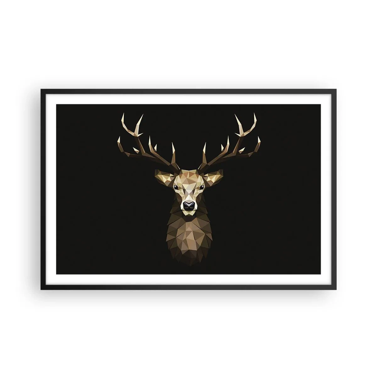 Affiche dans un cadre noir - Poster - Cerf cubique - 91x61 cm