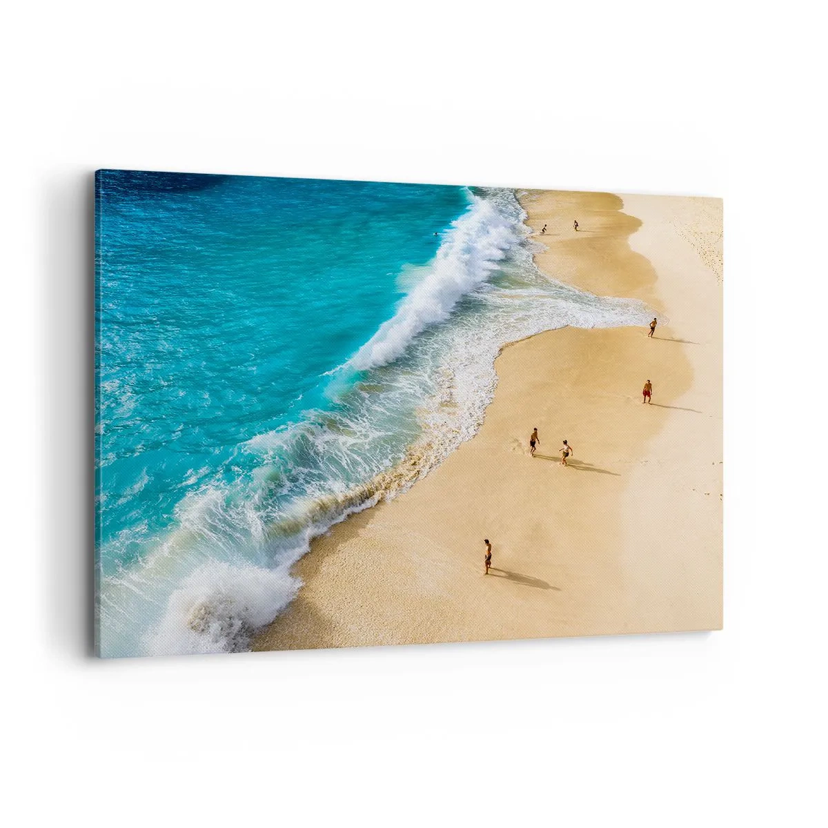 Impression sur toile - Image sur toile - Une plage avec de l'eau turquoise et des gens qui se promènent - 100x70cm - Et ensuite le soleil, la plage… - Décoration murale moderne pour le salon et la chambre ARTTOR