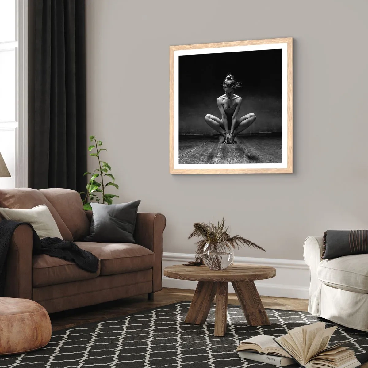 Affiche dans un chêne clair - Poster - Concentration de l'énergie de la danse - 40x40 cm