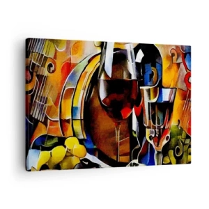 Impression sur toile - Image sur toile - Nature morte abstraite avec verres et instruments - 70x50cm - Et le monde prend des couleurs - Décoration murale moderne pour le salon et la chambre ARTTOR