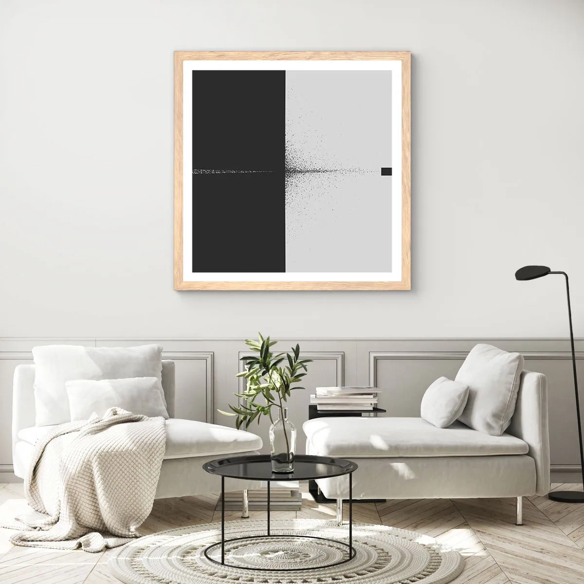 Affiche dans un chêne clair - Poster - Droit au but - 60x60 cm