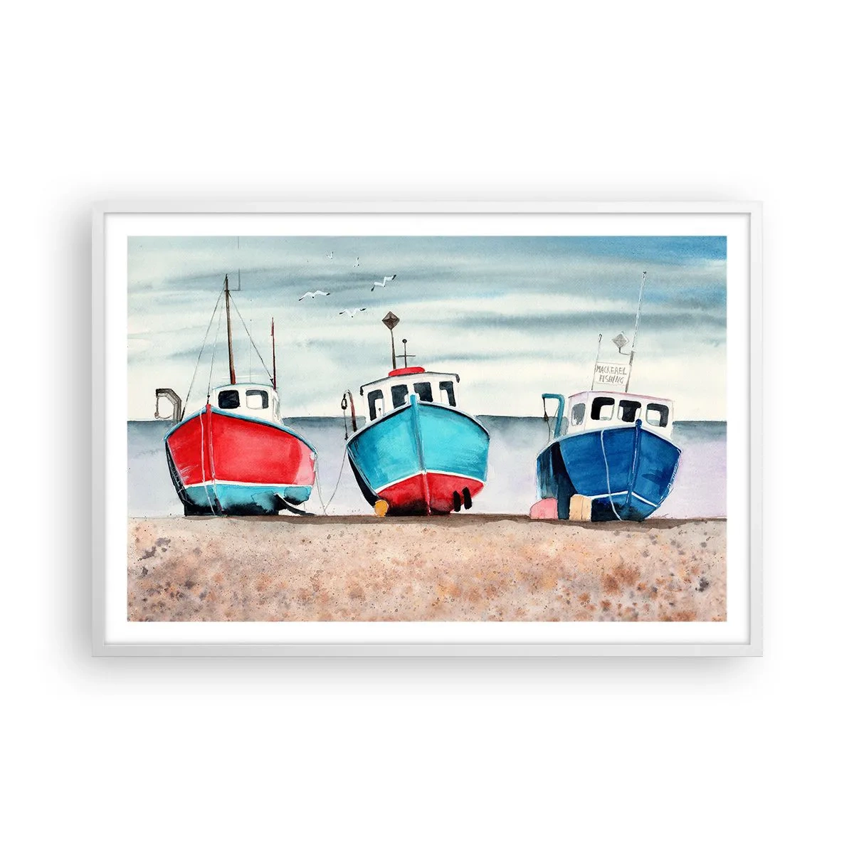 Affiche dans un cadre blanc - Poster - Prêt pour la pêche - 91x61 cm