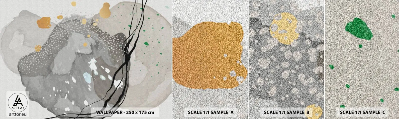 Échantillon De Papier Peint Standard Eco - Composition organique - Abstraction, Taches, Peinture - 100x30 cm