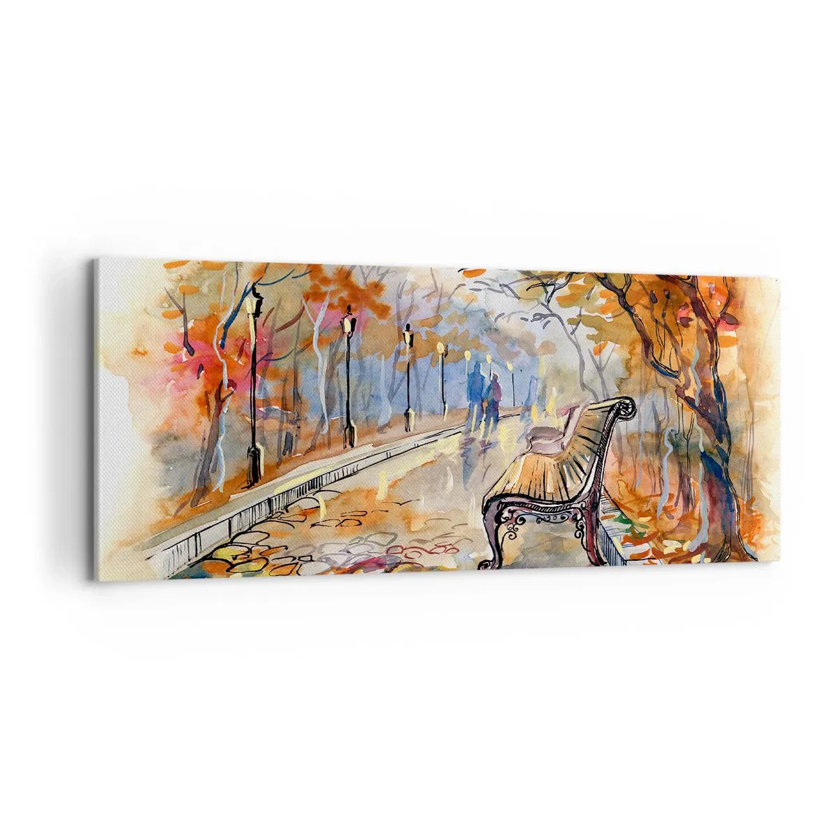 Impression sur toile - Image sur toile - Errer ensemble à l'automne - 100x40 cm