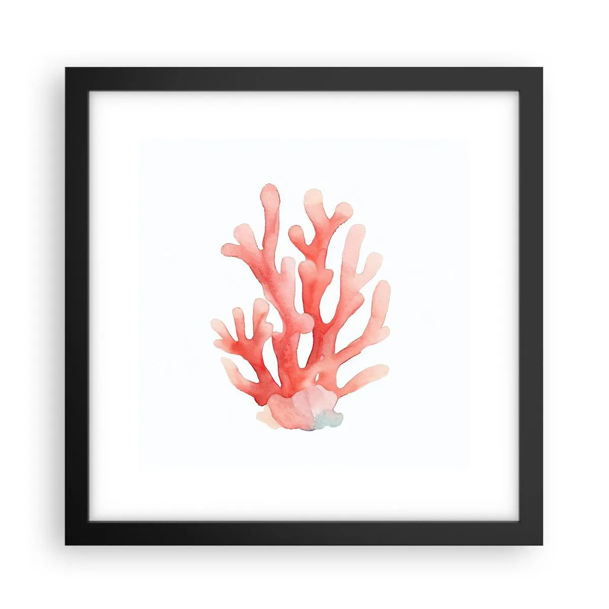Affiche dans un cadre noir - Poster - Corail couleur corail - 30x30 cm