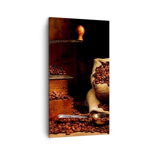 Impression sur toile - Image sur toile - Nature morte avec grains de café et moulin - 45x80 cm