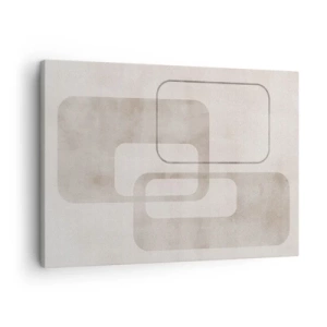 Impression sur toile - Image sur toile - Une composition minimaliste avec des rectangles dans des tons beiges sur un fond subtil. - 70x50cm - Fugue géométrique - Décoration murale moderne pour le salon et la chambre ARTTOR