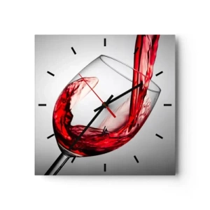 Horloge murale - Pendule murale - Un verre de vin rouge versé sur un fond clair - 30x30cm - Nuance - mouvement - son - Décoration murale moderne pour le salon et la chambre ARTTOR