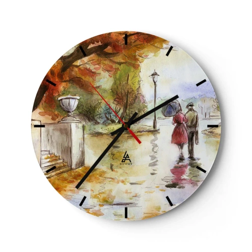 Horloge murale - Pendule murale - Automne romantique dans le parc - 40x40 cm