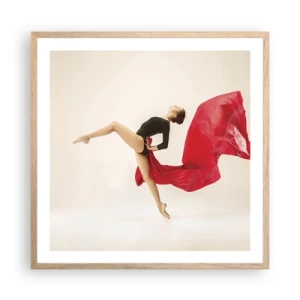 Affiche dans un chêne clair - Poster - Rouge et noir - 60x60 cm