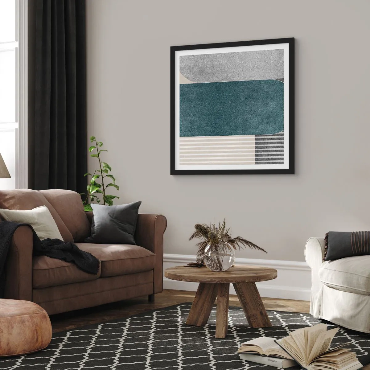 Affiche dans un cadre noir - Poster - Composition de niveaux - 50x50 cm