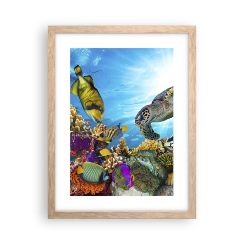 Affiche dans un chêne clair - Poster - Promenade de corail - 30x40 cm