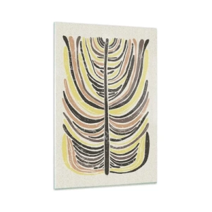 Impression sur verre - Image sur verre - Motif de feuille abstrait dans des tons terreux - 80x120cm - Abstraction pleine de vie - Décoration murale moderne pour le salon et la chambre ARTTOR