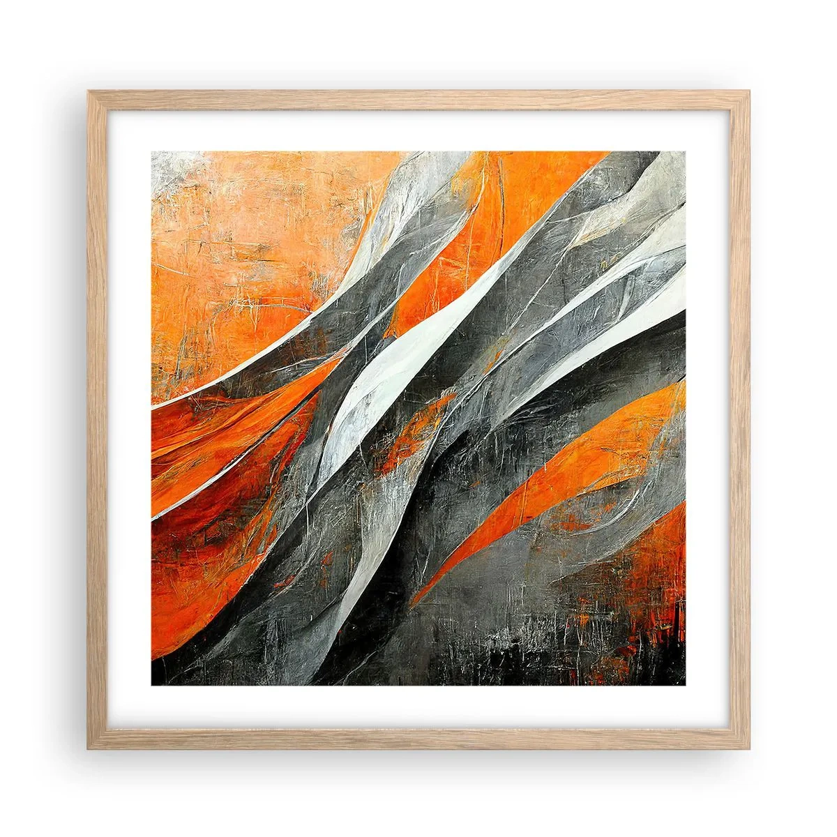 Affiche dans un chêne clair - Poster - Chaleur et froid - 50x50 cm