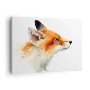 Impression sur toile - Image sur toile - Renard roux en style aquarelle sur fond blanc - 70x50cm - Vous ne pouvez jamais être trop prudent - Décoration murale moderne pour le salon et la chambre ARTTOR