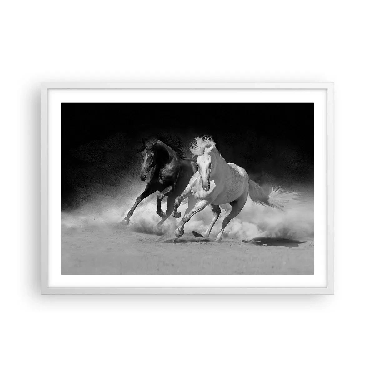 Affiche dans un cadre blanc - Poster - Galop de la liberté - 70x50 cm