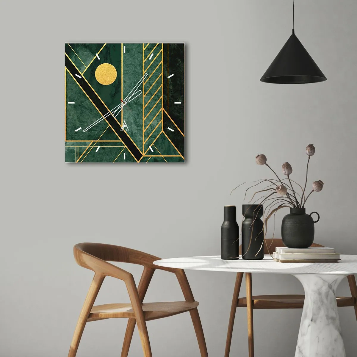 Horloge murale - Pendule murale - Dynamique or et azur - 40x40 cm