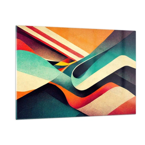 Impression sur verre - Image sur verre - Rayures colorées dans une composition dynamique et abstraite - 120x80cm - Composition intense - Décoration murale moderne pour le salon et la chambre ARTTOR