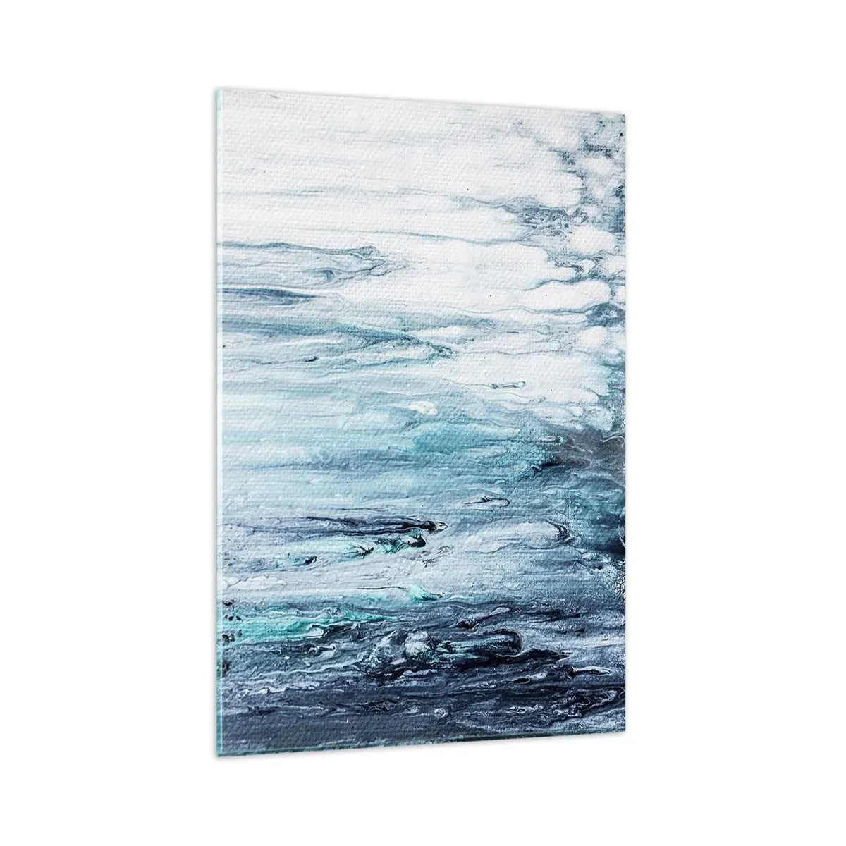 Impression sur verre - Image sur verre - Des stries bleues et blanches abstraites ressemblant à des glaçons - 80x120cm - Une glace bleue - Décoration murale moderne pour le salon et la chambre ARTTOR