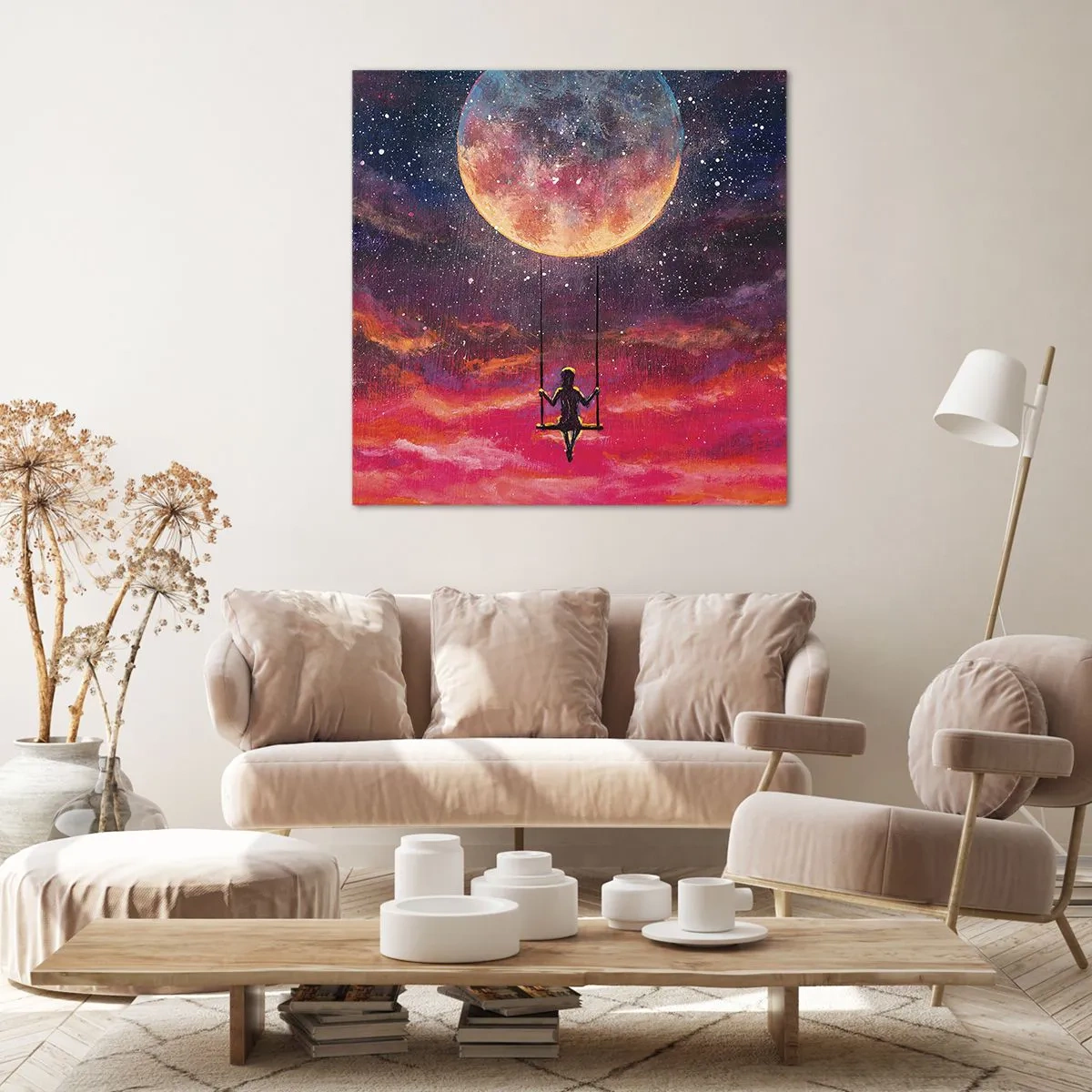 Impression sur toile - Image sur toile - Se balancer dans les nuages - 40x40 cm