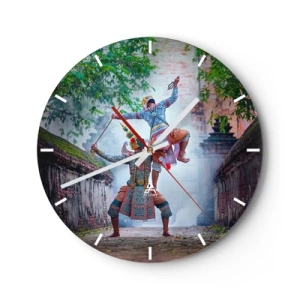 Horloge murale - Pendule murale - Une scène culturelle mettant en vedette la danse traditionnelle dans un cadre exotique - 30x30cm - La danse est d'une beauté dévastatrice - Décoration murale moderne pour le salon, la cuisine et la chambre ARTTOR
