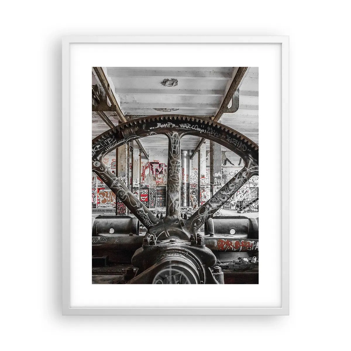 Affiche dans un cadre blanc - Poster - Vie secrète d'une usine - 40x50 cm