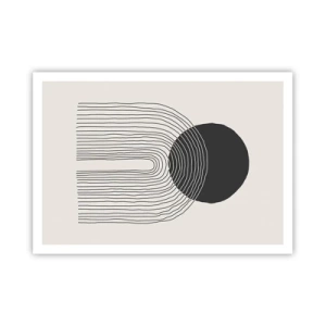 Affiche - Poster - Motif abstrait avec des lignes et un cercle noir sur un fond clair - 100x70cm - Tremblement et confiance - Décoration murale moderne pour le salon et la chambre ARTTOR