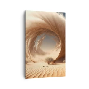 Impression sur toile - Image sur toile - Tourbillon de sable dynamique dans un désert avec des arbres - 80x120cm - Portail ouvert - Décoration murale moderne pour le salon et la chambre ARTTOR