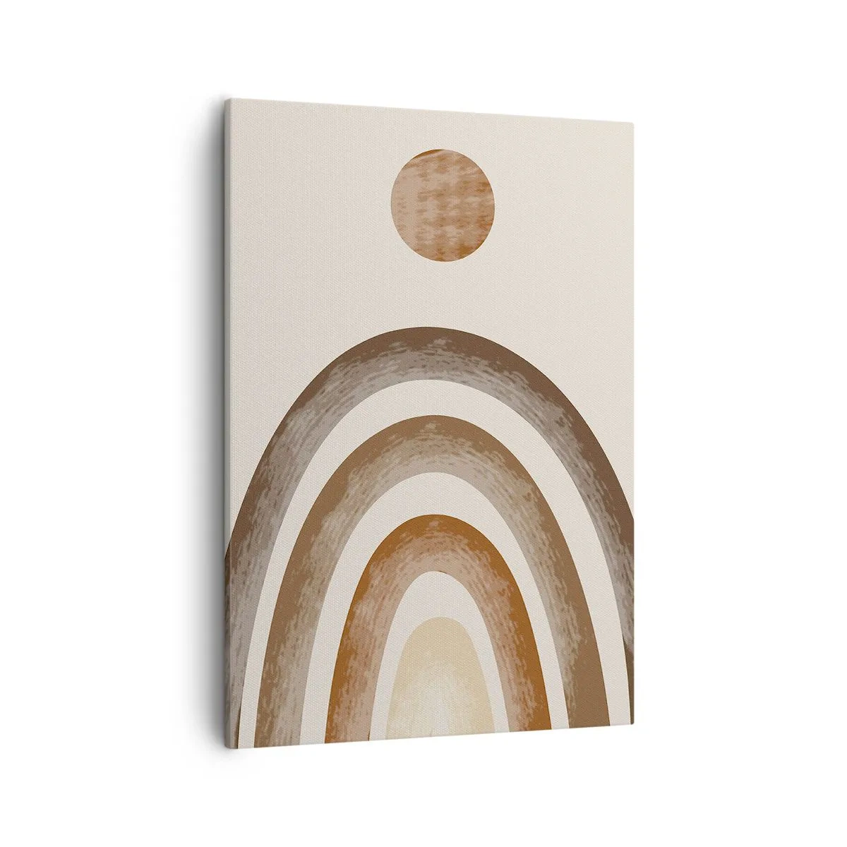 Impression sur toile - Image sur toile - Motif planétaire géométrique dans les tons de marron - 50x70cm - Dans une galaxie lointaine - Décoration murale moderne pour le salon et la chambre ARTTOR