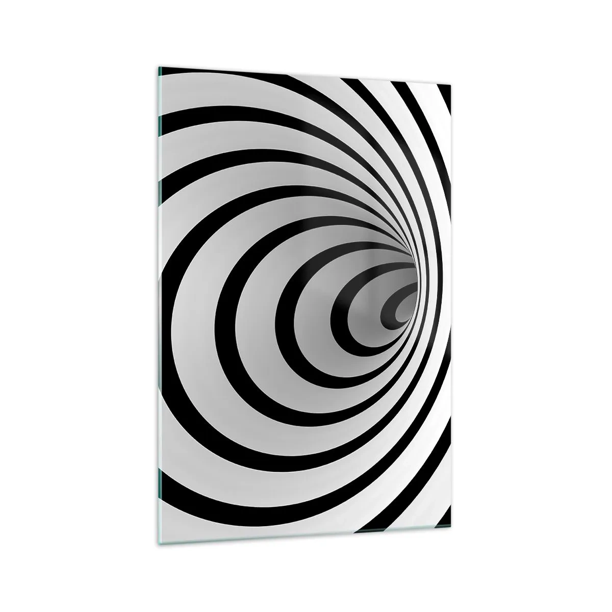 Impression sur verre - Image sur verre - Une spirale noire et blanche créant un effet hypnotique - 70x100cm - Tu ne peux pas y résister aussi ? - Décoration murale moderne pour le salon et la chambre ARTTOR