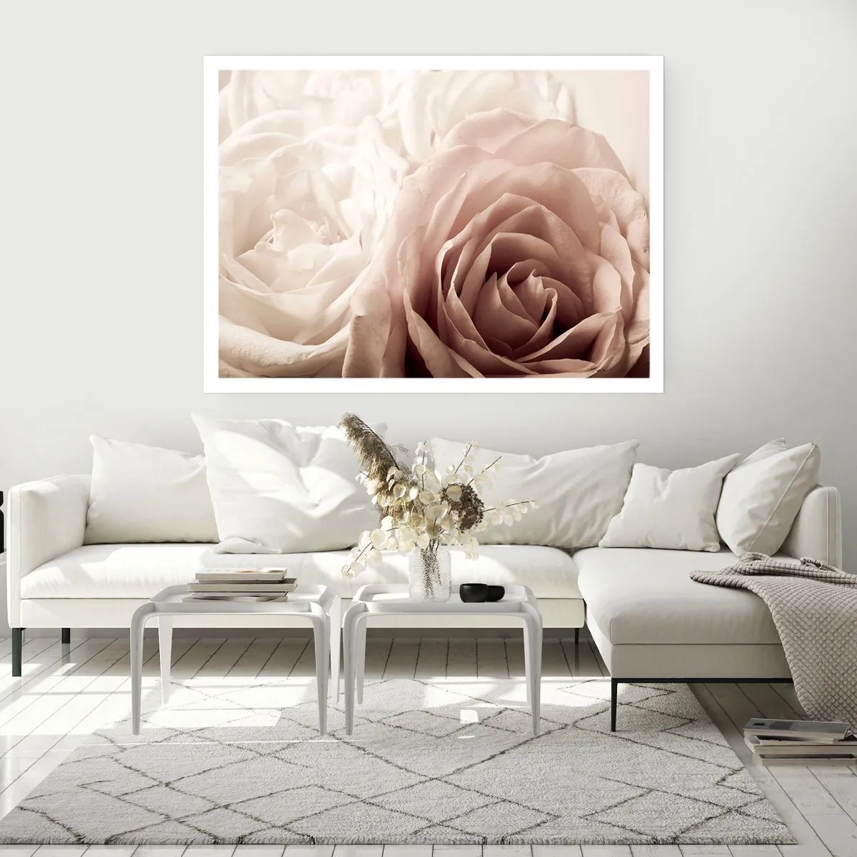 Affiche - Poster - Roses délicates dans des tons pastel de beige - 100x70cm - Au coeur d'ue la rose - Décoration murale moderne pour le salon et la chambre ARTTOR