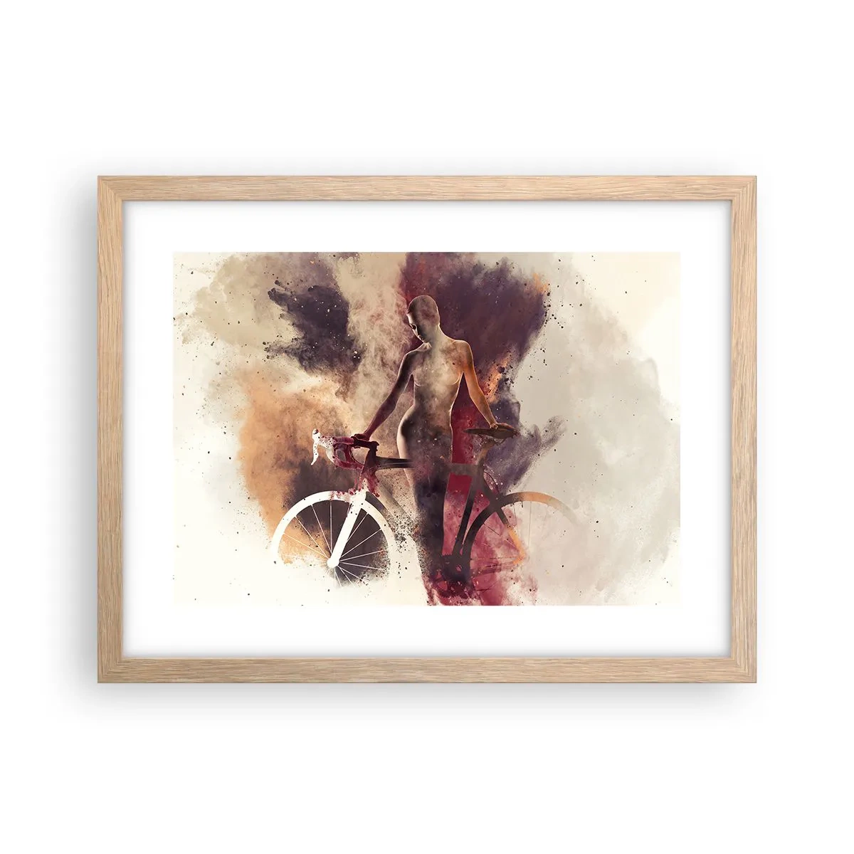 Affiche dans un chêne clair - Poster - Une âme de vélo aux formes marbrées - 40x30 cm