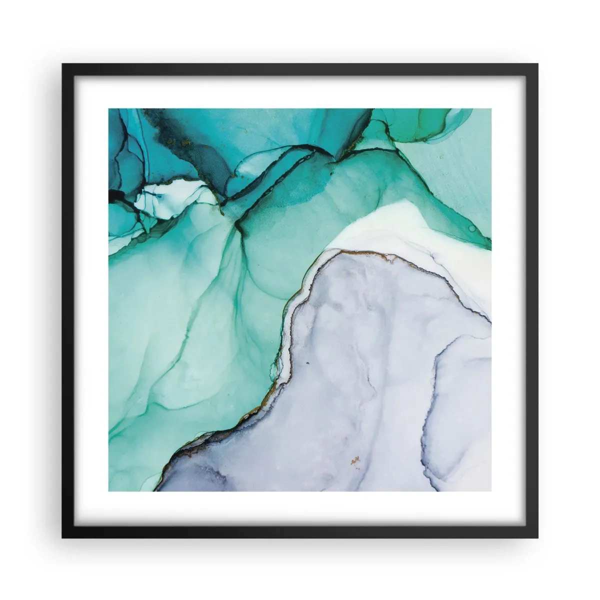 Affiche dans un cadre noir - Poster - Étude de turquoise - 50x50 cm