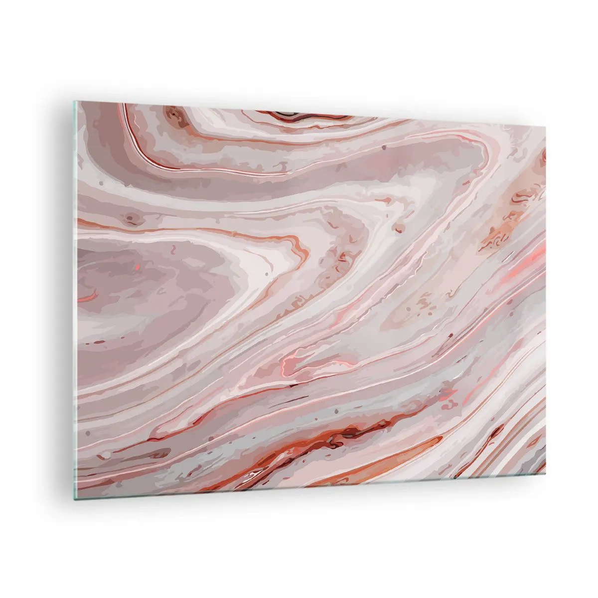 Impression sur verre - Image sur verre - Motif abstrait dans les tons de rose et de marron - 70x50cm - Rose liquide - Décoration murale moderne pour le salon et la chambre ARTTOR