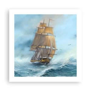 Affiche - Poster - Se précipitant sur les vagues - 50x50 cm