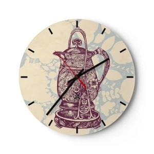 Horloge murale - Pendule murale - Une cruche vintage décorée avec un motif floral sur le fond - 30x30cm - La beauté du quotidien - Décoration murale moderne pour le salon, la cuisine et la chambre ARTTOR
